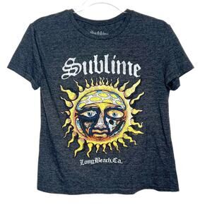 SUBLIME Long Beach CA Sun Graphic T-Shirt Short Sleeve Crew Neck Dark Gray Sz XS
